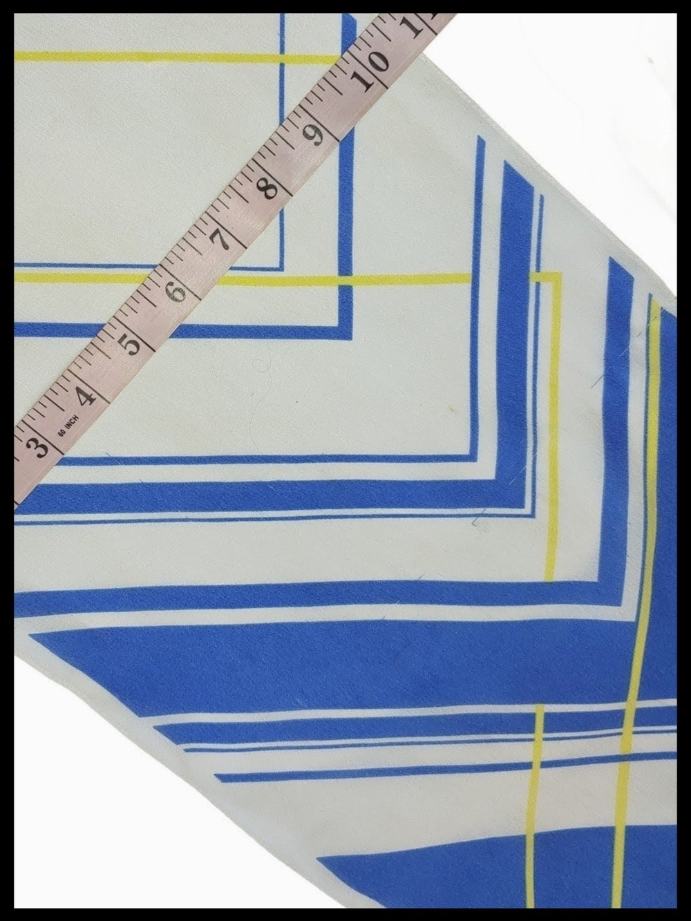 Vintage Blue, Yellow, & White Geometric Scarf - Picture 3 of 4